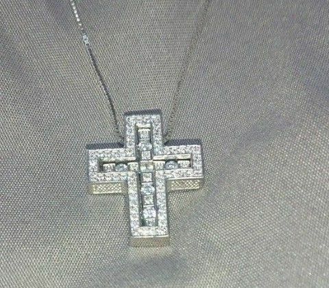 クロスネックレス　十字架　シルバー925 ジルコニア　22K コーティング