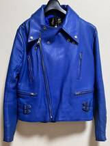 美品 70s Kett ライダースジャケット 42 青 ブルー ライトニング ロンジャン パンク ハードコア ヴィンテージ ルイスレザー ラロッカ 666_画像2