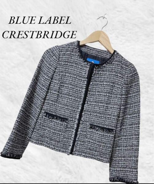 BLUE LABEL CRESTBRIDGE ノーカラーツイードジャケット