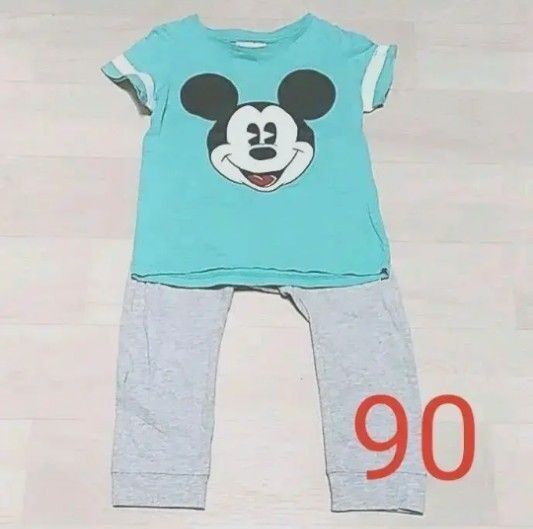 H&M ミッキー セットアップ トップス&パンツ 90サイズ 半袖Tシャツ
