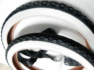 Duro tire ( Dunlop cooperation factory )24x2.125(57-507) beach cruiser white ribbon tire x 2 ps + rice valve(bulb) tube 2 ps 