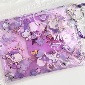 136022 clear multi case total pattern akbi Chan × black mi Sanrio lady's fashion key holder bag pouch purse MWT