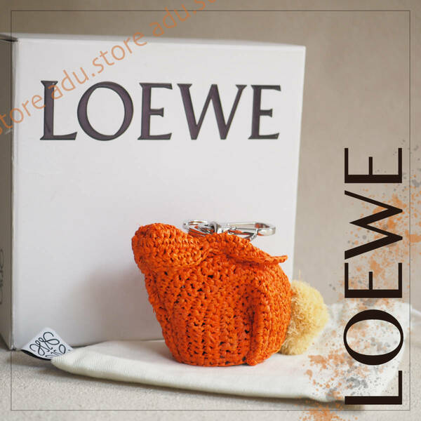 未使用美品★ ロエベ LOEWE バニーチャーム コインケース オレンジ ラフィア うさぎ ラビット アニマル animals ブランド メンズレディース