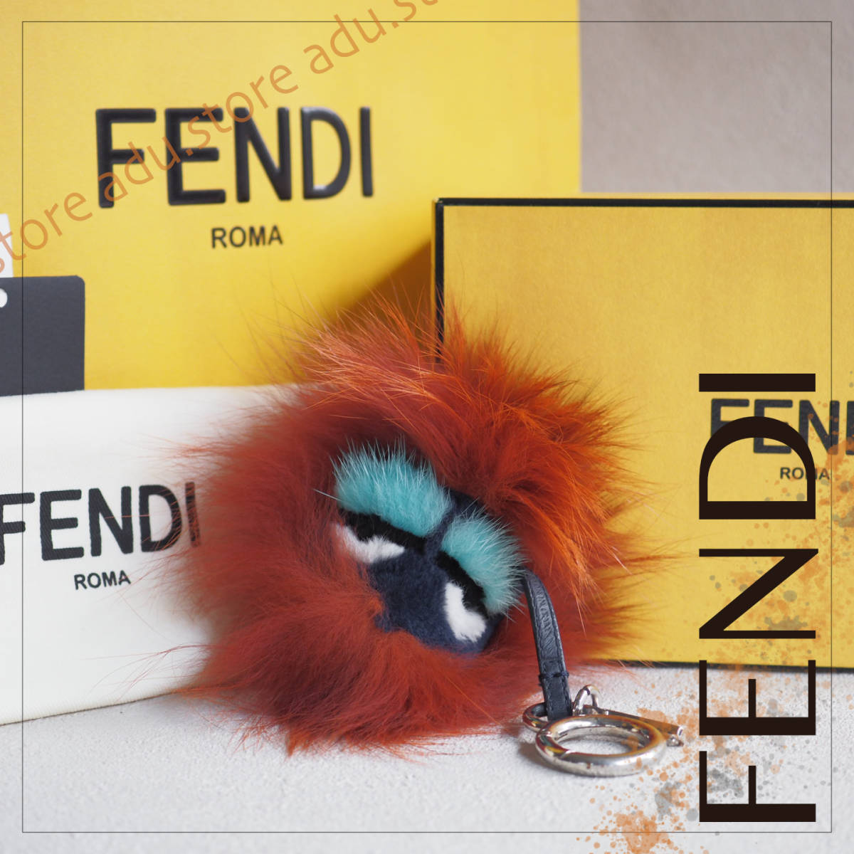 未使用 FENDI】フェンディ チャーム イニシャルFゴールド ファー