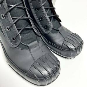 25cm 新品 メゾンマルジェラ ヒール ナンバーロゴ レースアップ ダービー ブーツ ブラック RIDGED TOE DERBY BOOTS 黒 ラバー レイン 雨の画像9