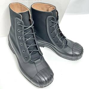 25cm 新品 メゾンマルジェラ ヒール ナンバーロゴ レースアップ ダービー ブーツ ブラック RIDGED TOE DERBY BOOTS 黒 ラバー レイン 雨の画像5