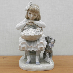 希少 リヤドロ 花咲く季節に 陶器人形 フィギュリン LLADRO 犬 少女 花 札幌 西区 西野