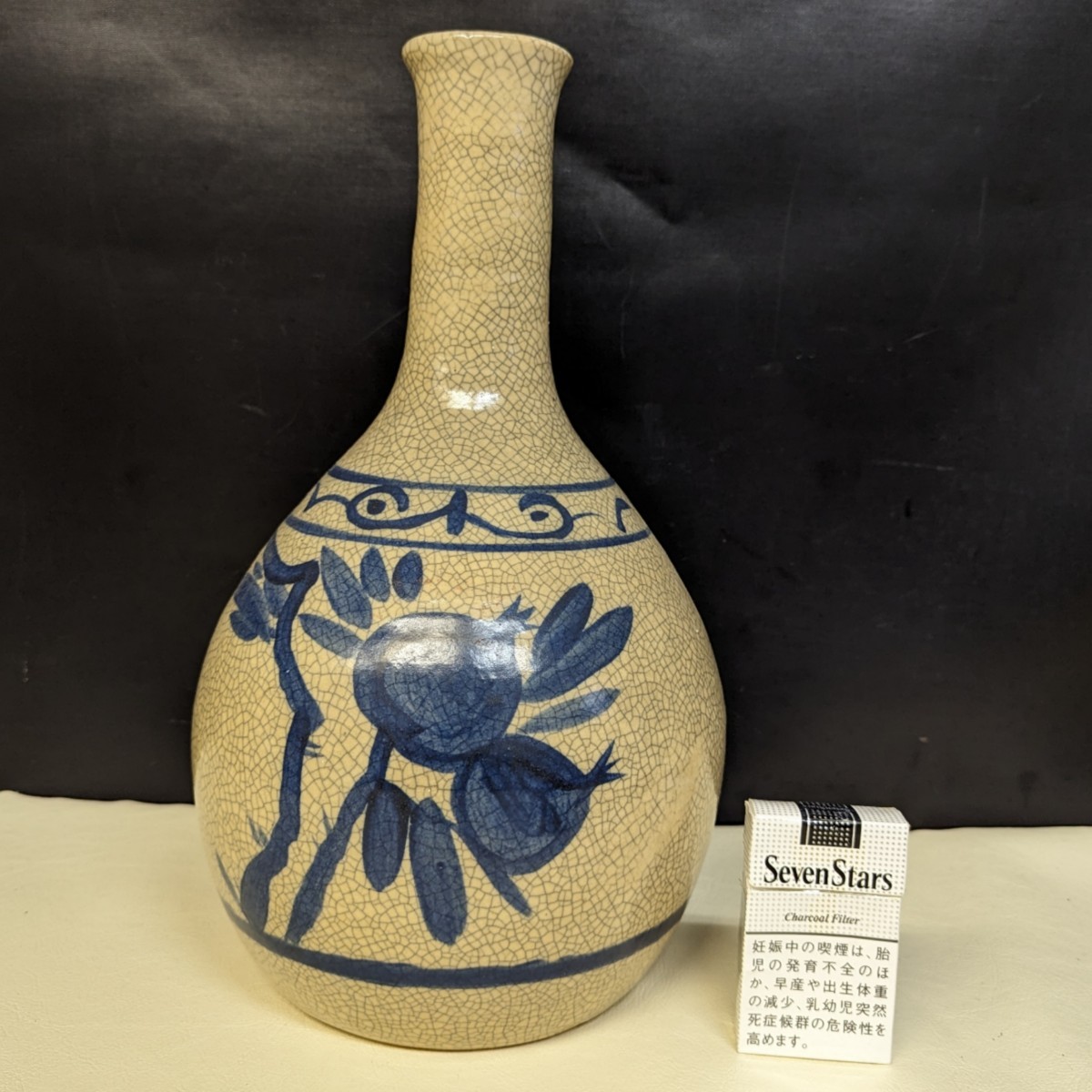 海外並行輸入正規品 古美術 皿 中国古美術 染付花瓶置物- 氷裂文 花瓶