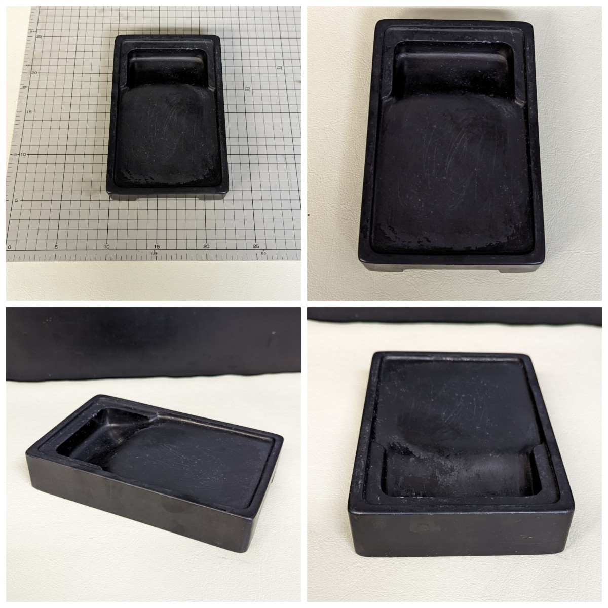 書道具 硯 古玉石唐木共箱付 大振両面硯 文房具 古硯 唐物 重さ3660g