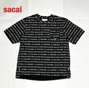 【希少】sacai　サカイ　オールオーバーグラフィックプリントポケットTシャツ　胸ポケット　サイドポケット　肩ジップ　総柄　18-01539M