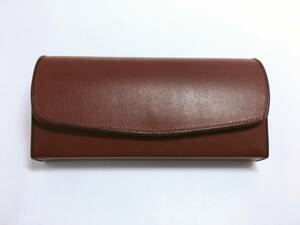  original leather glasses case largish light weight * red tea color hook opening and closing 