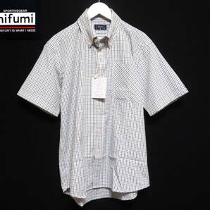 新品未使用 Hifumi ヒフミ ボタンダウンシャツ チェック柄シャツ ポリエステル&綿 清涼生地 半袖トップス メンズウエア オンオフ兼用 紳士