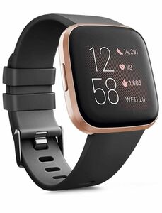 Fitbit Versa 2 / Versa Lite 替えベルト 交換バンド ラバーベルト　Sサイズ　黒　ブラック