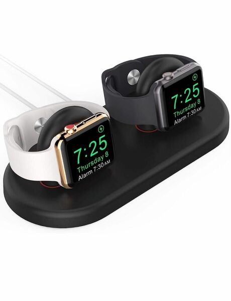  iWatch 充電スタンド ABS材質 ドック Apple Watch 充電器　ナイトスタンドモード　2台同時充電