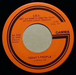 Soul/Pop◆カナダオリジナル◆Today's People - S.O.S. (All We Need Is Time For Love) / She Loves Me◆7inch/7インチ/試聴/超音波洗浄