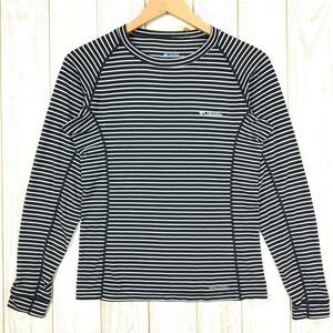 WOMENs L コロンビア オムニウィック ボーダー ロングスリーブ Tシャツ クルーネック 速乾 COLUMBIA PL2629 ブラック系