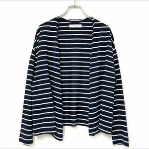 【未使用品 AZUL by moussy アズールバイマウジー 長袖ボーダー柄カーディガン】ネイビー ホワイト 紺 白 Sサイズ..