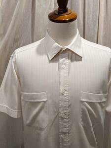 フランスヴィンテージ50’s60’s半袖白シャツ/ヨーロッパアンティーク古着ホワイトコットンドレスシャツモッズロカビリーレトロΓMT
