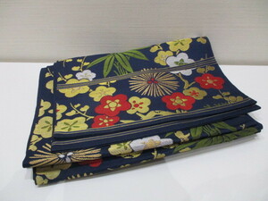  Vintage navy ji. flower Japanese clothes .. Japanese clothes obi free shipping 
