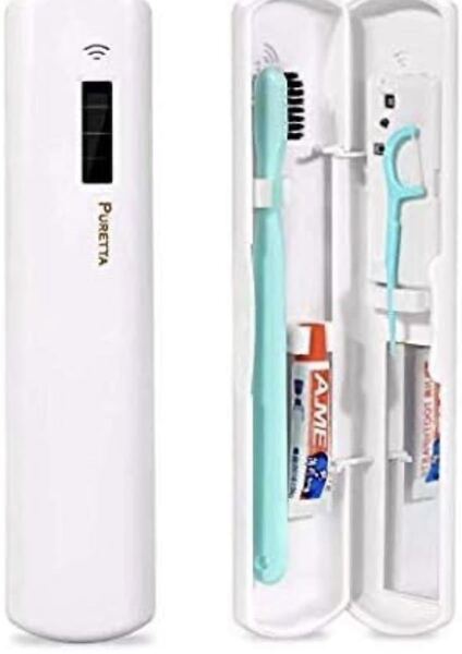 Z9821 PURETTA 歯ブラシケース 歯ブラシ除菌器 お箸除菌器 UVC消毒 消臭 紫外線 歯ブラシ箱殺菌器 99.99%除菌 ホワイト