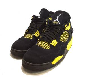 NIKE ナイキ AIR JORDAN 4 RETRO THUNDER ナイキ エア ジョーダン 4 レトロ スニーカー ブラック×イエロー メンズ US12.5 30.5cm 