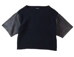 DIESEL diesel Denim switch do King knitted sweater short short sleeves black XS lady's 