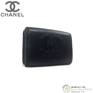 シャネル （CHANEL） キャビアスキン ココマーク コンパクト 三つ折り 財布 A70796 ブラック（中古）