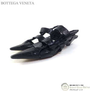 ボッテガ ヴェネタ （BOTTEGA VENETA） BV ポイント スリングバック サンダル バックストラップ パンプス 靴 #37.5 ブラック（中古）