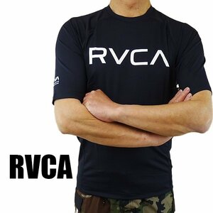 新品未使用 Sサイズ RVCA/ルーカ メンズ半袖ラッシュガード S/S RASHGUARD BLACK UVA/UVB 男性用水着 UVカット サーフィン