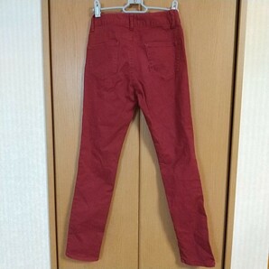 レディースS スキニーパンツ 赤 ワインレッド ズボン パンツ の画像4
