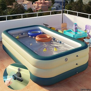  Family size vinyl pool large home use child playing in water automatic expansion air pump folding type . hot leisure outdoor camp easy installation 