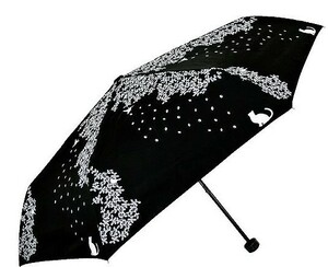 新品xx★★（カラー：ブラック）晴雨兼用折りたたみ　Cat & Bird　50cmミニ雨傘、日傘、晴雨兼用傘、折りたたみ傘、折り畳み傘、折傘）
