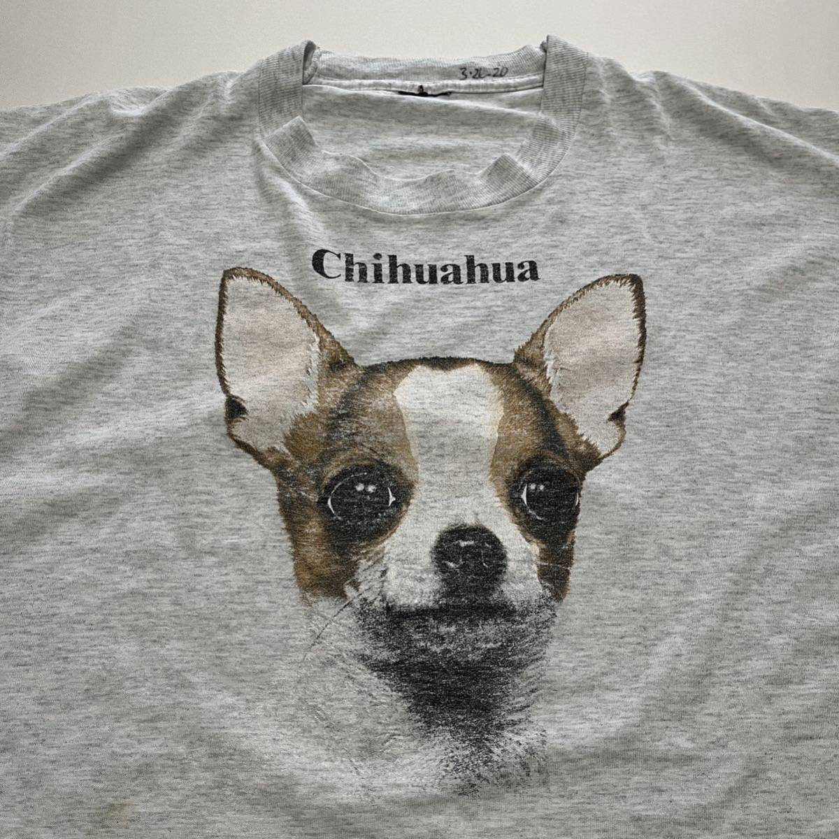 90s DOG チワワ VINTAGE TEE XL ビンテージ ドッグ 犬 フェイス アート