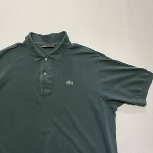 80's フランス製 LACOSTE フレンチ ラコステ 半袖 ポロシャツ ホワイト size 6 ビンテージ フララコ 鹿の子 POLO MADE IN FRANCE グリーン