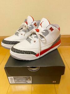 NIKE Nike воздушный Jordan 3 retro 21.5cm AIR JORDAN Ⅲ RETORO белый × красный WHITE RED Kids KID'S