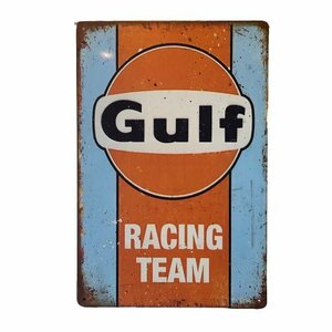 ヴィンテージ スチール看板 Gulf RACING TEAM アメリカン雑貨 ブリキ看板