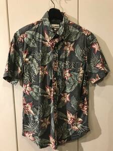 aloha shirt アロハシャツ　リバースプリント　Mサイズ　ボタンダウンシャツ　ハイビスカス　古着　used