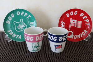 〇ドッグデプト　陶器製　プレート＆カップ　DOG DEPT〇