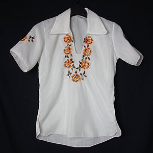  Greece made embroidery entering blouse old clothes short sleeves white girls size race folklore 