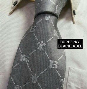 極上美品★BURBERRYバーバリーブラックレーベル★ホースロゴモノグラムネクタイ★激レア★ネコポス無料発送◎