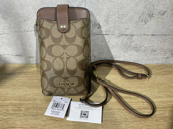 【新品】COACH コーチ スマホショルダー クロスボディ カーキ