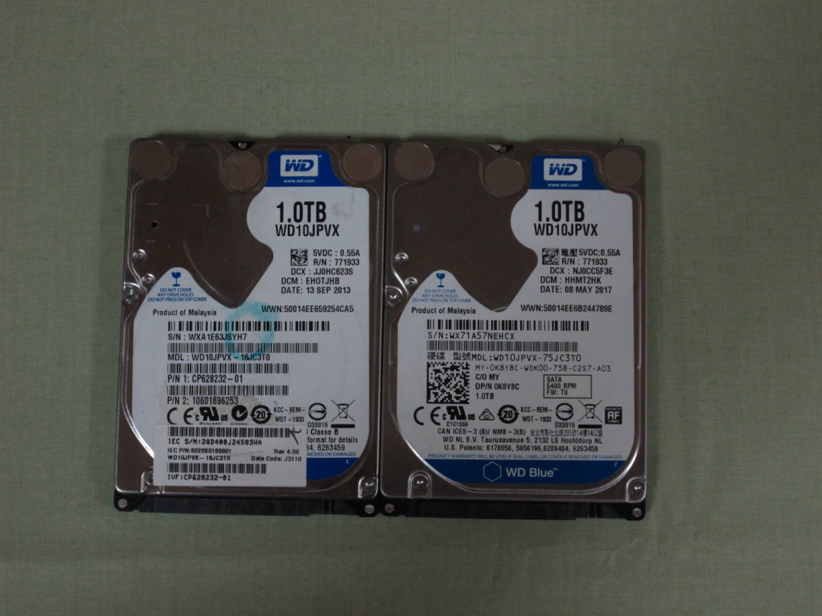 ☆WesternDigital HDD 2.5インチSATA 1TB 2個セット中古NO：03