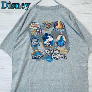 【入手困難】Disney ディズニー　アトラクション　ミッキー　Tシャツ　バッグプリント　ワンポイント　両面デザイン　2XLサイズ　半袖 海外