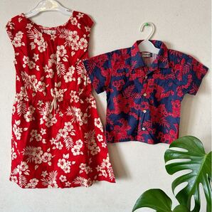 アロハワンピース130cm&アロハシャツ95cmセット
