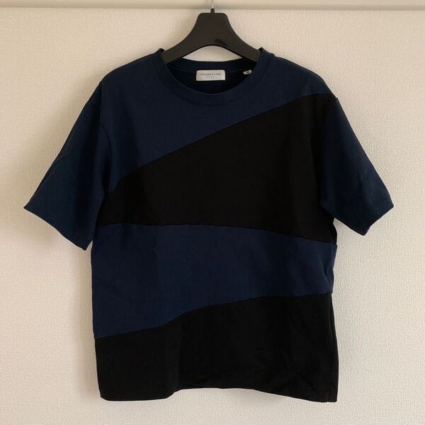 TOMORROWLAND MEN パネルボーダーTシャツ XS(S相当)ネイビー×黒