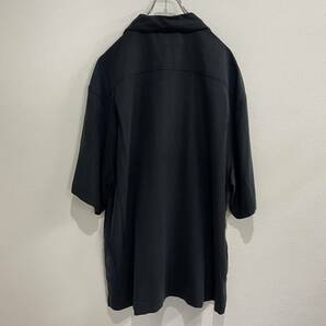 ビンテージ pront uomo 半袖 シャツ 開襟 オープンカラー シルク ブラック バイカラー 230623の画像4