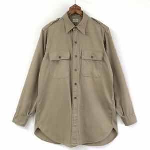 50s【Arrow】コットンツイル ワークシャツ 15-33 M マチ付き ヴィンテージ/アロー ギャバジン チノクロス ミリタリーシャツ ベージュ