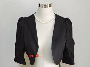 POUR VOUS pool vu- short bolero black M volume sleeve . softly!( ceremony / formal / wedding / jacket / black 