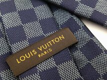 未使用品 Louis Vitton/ルイ ヴィトン ダミエ ネクタイ ネイビー系 シルク100％ メンズ ビジネス用_画像5