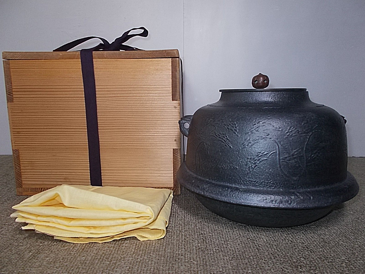 茶道具野々田電熱器付き風炉釜セット鬼面風炉茶釜－日本代購代